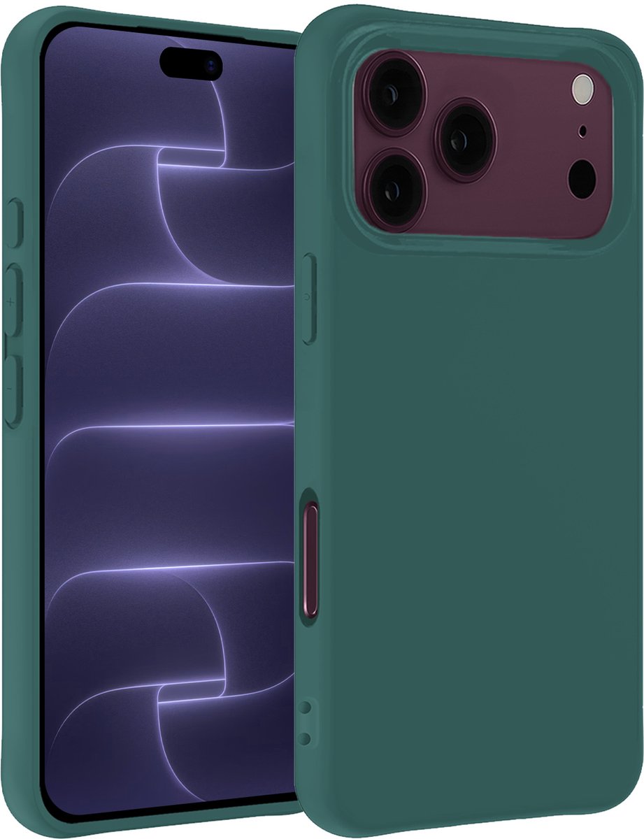 Hoesje - Geschikt voor Apple iPhone 18 Pro - Sterk & Shockproof - Siliconen Case - Hoes Cover - Telefoonhoes - Donkergroen