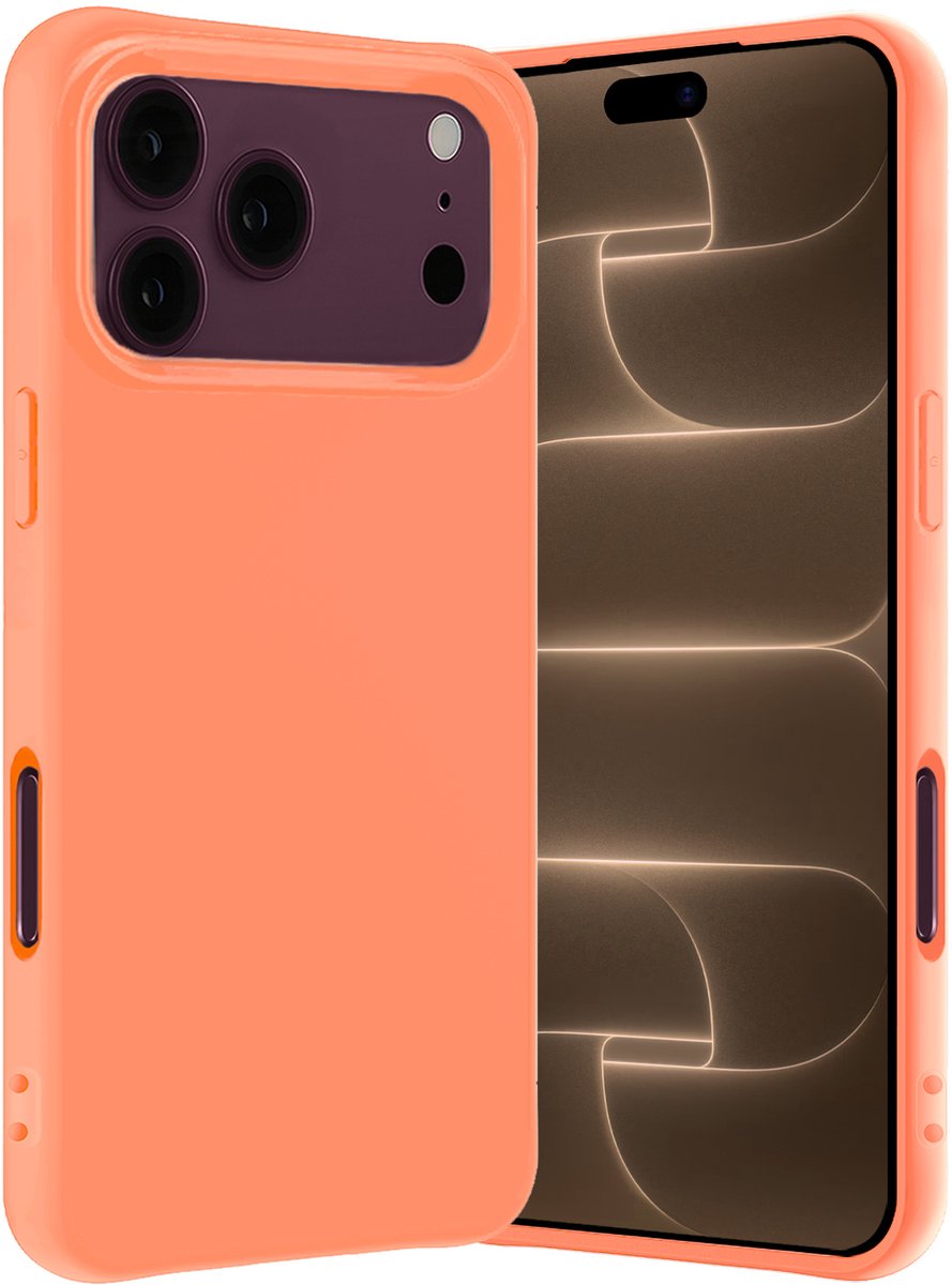 Hoes - Geschikt voor Apple iPhone 18 Pro - Sterk & Shockproof - Hoesje Cover - Siliconen Case - Perzik