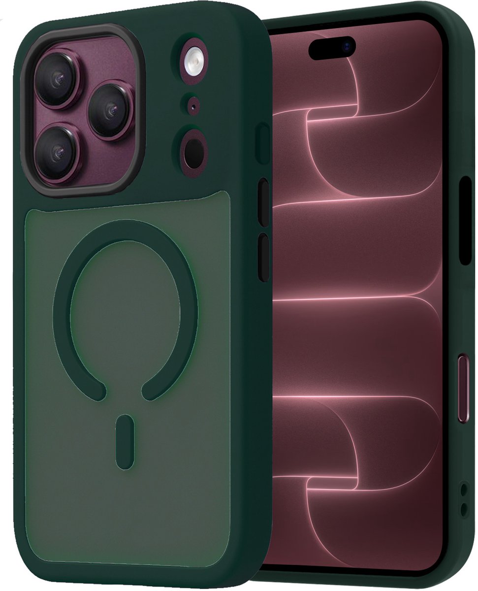 Hoesje - Geschikt voor Apple iPhone 18 Pro - Magsafe Compatible - Sterk & Shockproof - Back Cover - Shock Proof Case - Telefoon Hoes Shockproof - Donkergroen