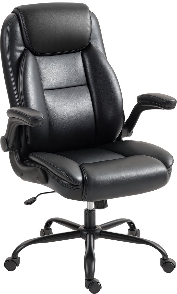 Bureaustoel - Ergonomische stoel - Thuiswerken - Accoudoirs opklapbaar - 114 cm hoog - Zwart