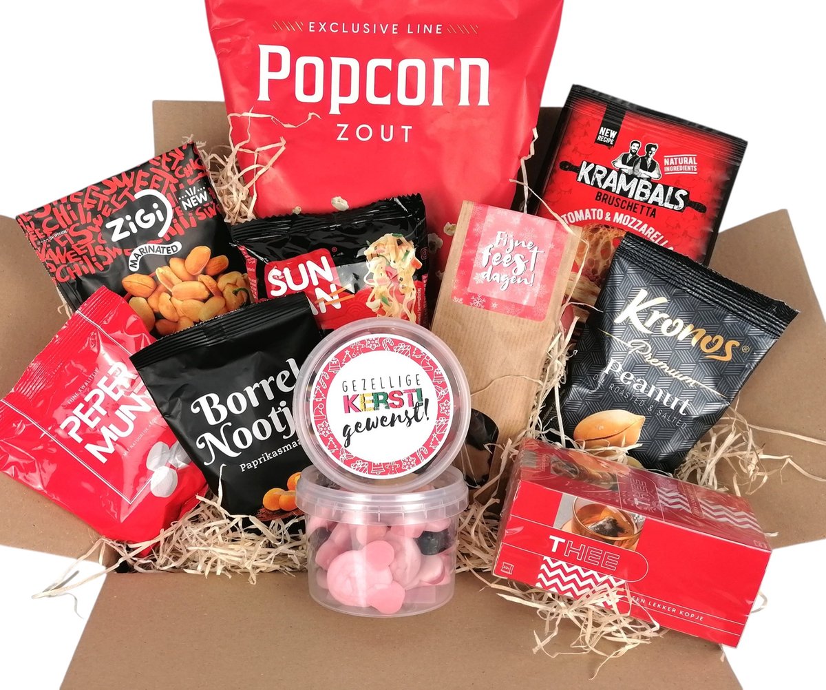 Kerstpakket "Merry Little Christmas" – Compact Borrel- & Snackpakket – Kerstcadeau met Hartige & Zoete Snacks – foto 5