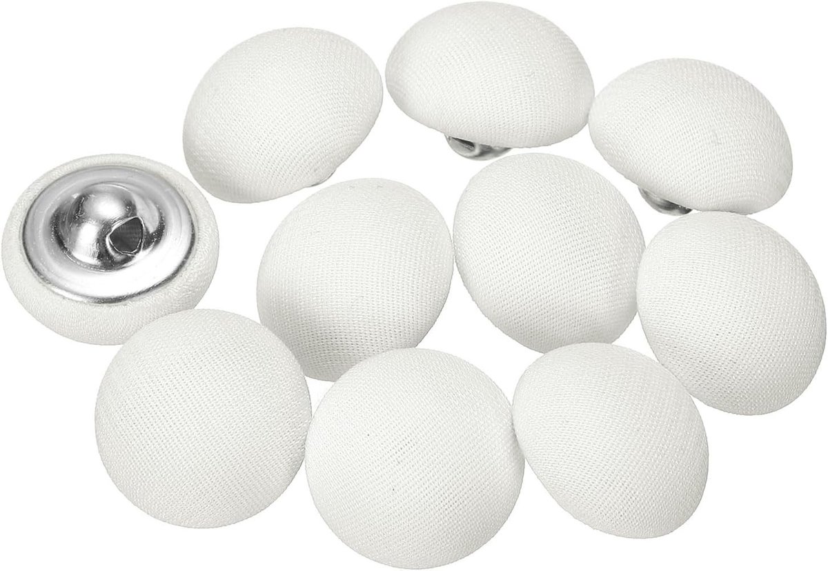 Stoffen Knopen Set van 10 Stuks, 15 mm, Metalen Schacht, Geschikt voor DIY, Kleding en Naaiprojecten