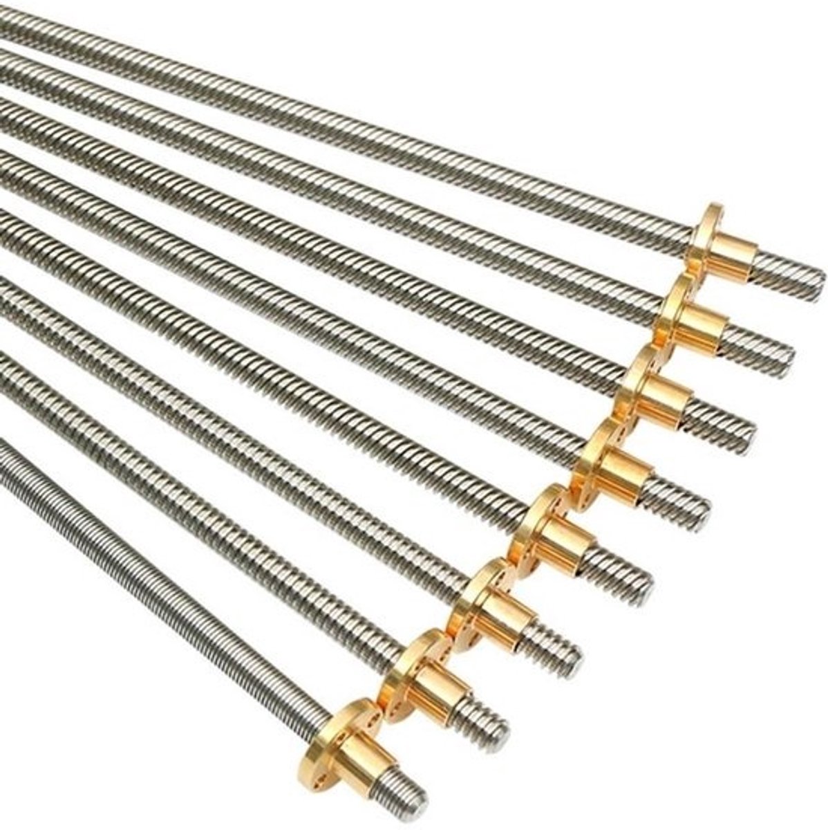 Trapeziumschroef - Loodmoer - Machineonderdelen - Roestvrij staal - 380mm lengte - Zilver