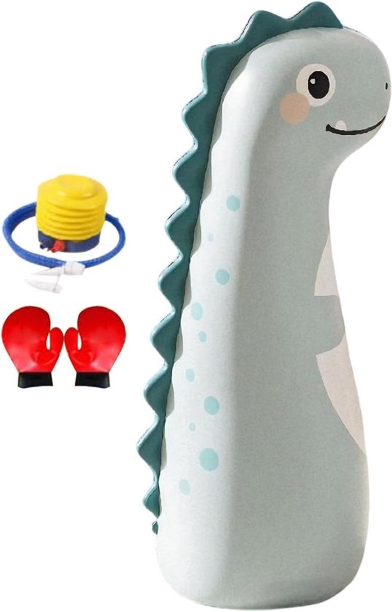 Opblaasbare bokszak - Boksset voor kinderen - Sportieve ontwikkeling - Veerkrachtig pvc-materiaal - 42 x 120 cm - Dinosaurus