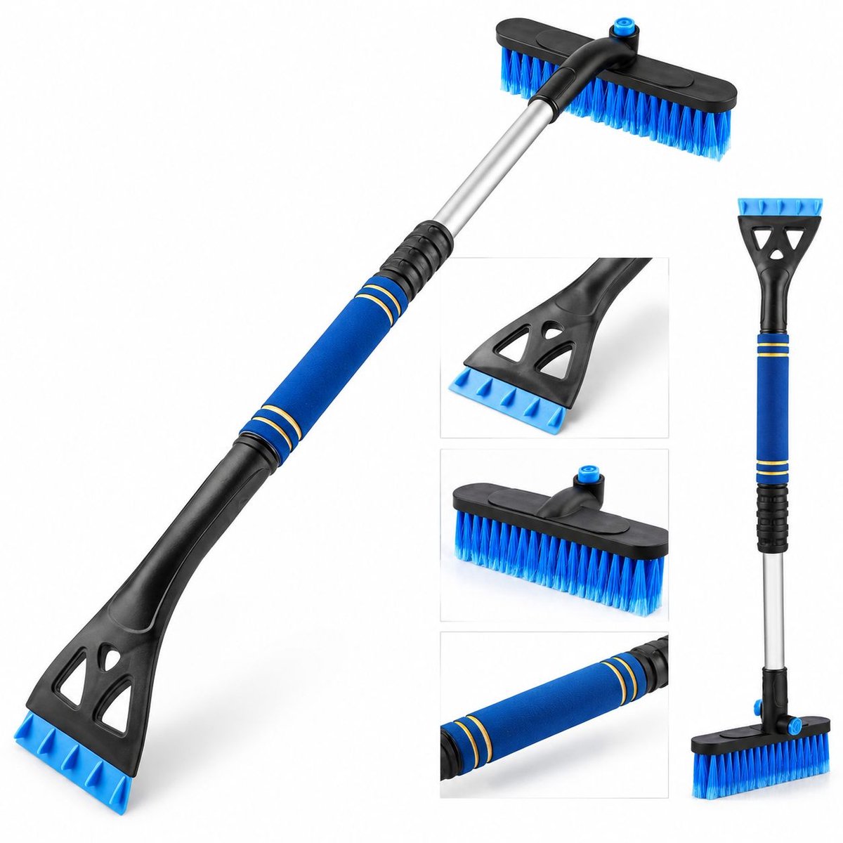 VHV - Uitschuifbare ijskrabber - Blauw - Ijskrabber voor auto - Extra lange steel - Telescopische steel - Raamkrabber - in en rond de auto
