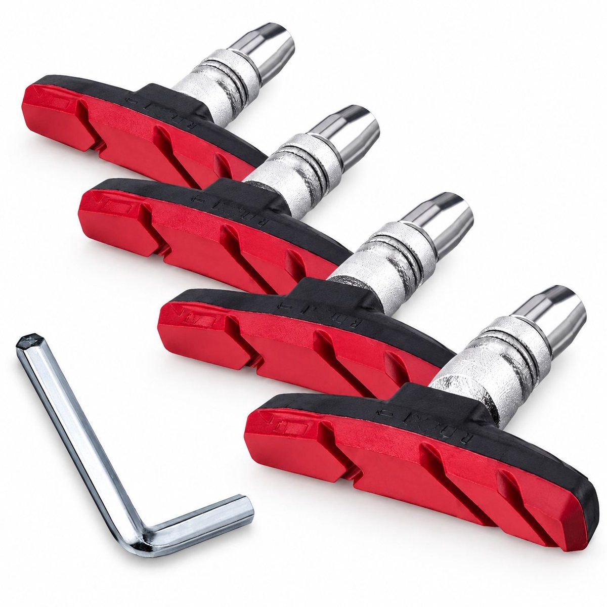 VHV - Fietsremblokken - 8 stuks - Antislip en geluidsarm - 70 mm - Rood - Cycling remblokjes fiets - Mountainbike remblokken - op de fiets