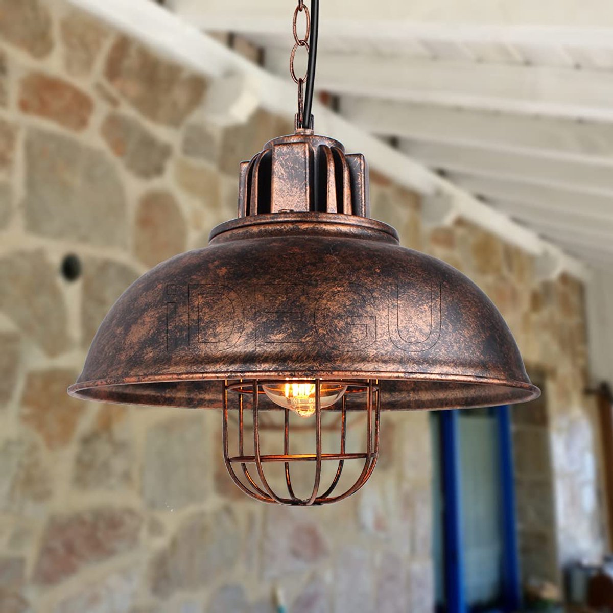 SnelShoppen - Hanglamp E27 Kroonluchter Industrieel Plafondlamp Ø 33 cm Zwart Vintage voor Woonkamer, Keuken, Restaurant, Café en Bar