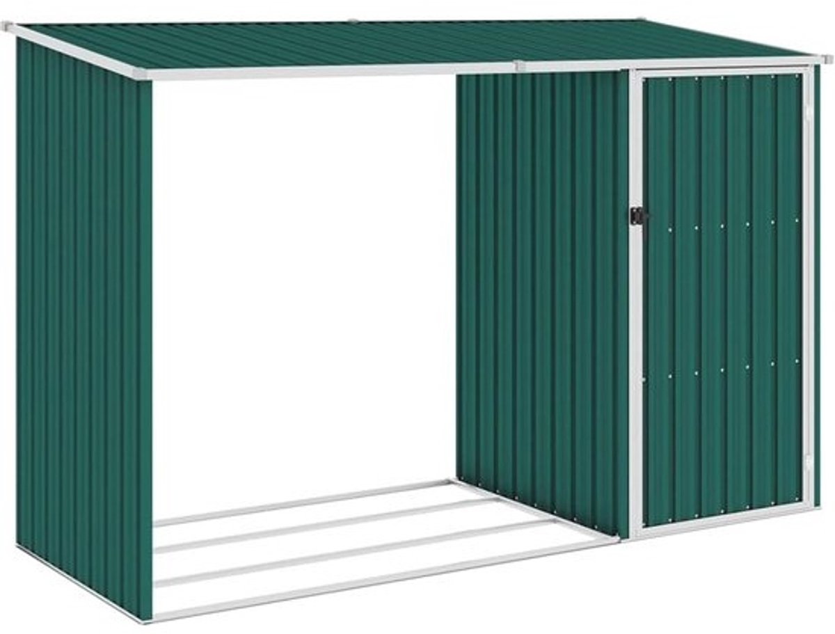 Houten tuinhuis - Buitenhuis opslag - Tuinopslag - Verzinkt stalen frame - 245x98x159 cm - Groen