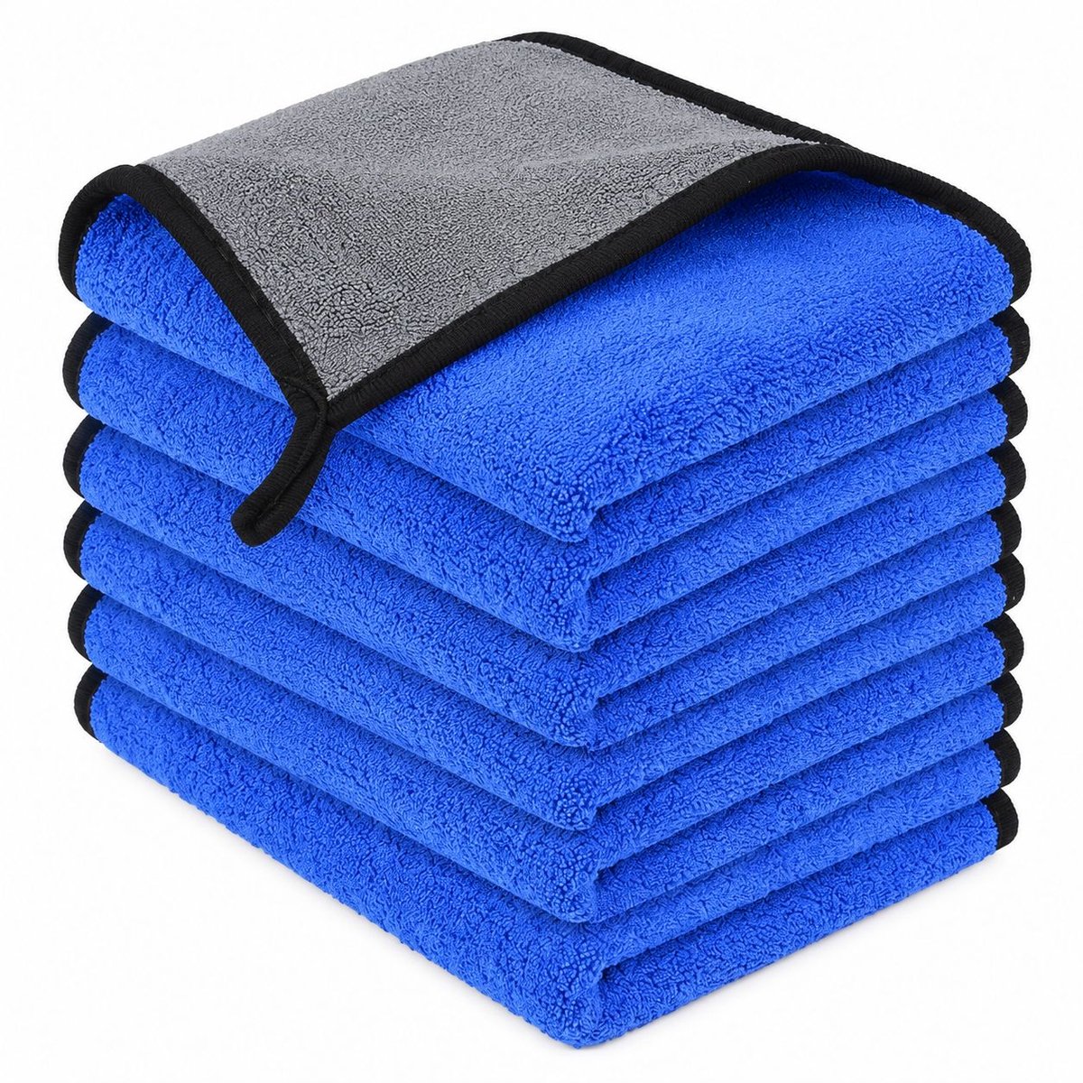 VHV - Microvezeldoek - 6 stuks - Wasbaar - 40 cm - Blauw - Droogdoek - Auto wassen - in de keuken