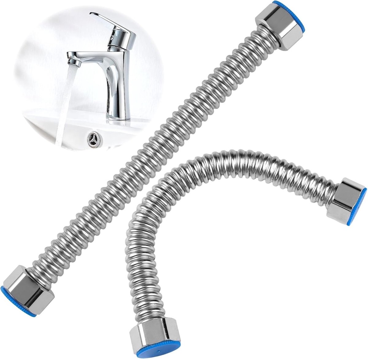 Flexibele slang 1/2 inch, 20 cm, G1/2 inch x G1/2 inch, ideaal voor waterafvoer en tuinirrigatie
