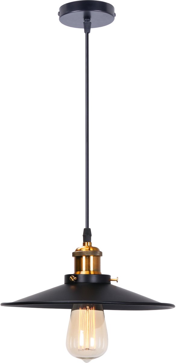 Industriële Hanglamp Slaapkamer E27 Kroonluchter Retro 26cm Plafondlamp voor Woonkamer Zwart