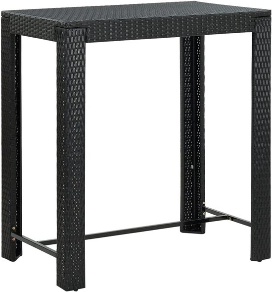Zwart, 100 x 60,5 x 110,5 cm, polyrotan voor terras, stabiele bartafel met gepoedercoat stalen frame en PE-rotan bekleding, onderhoudsvriendelijk en weerbestendig — afbeelding 5