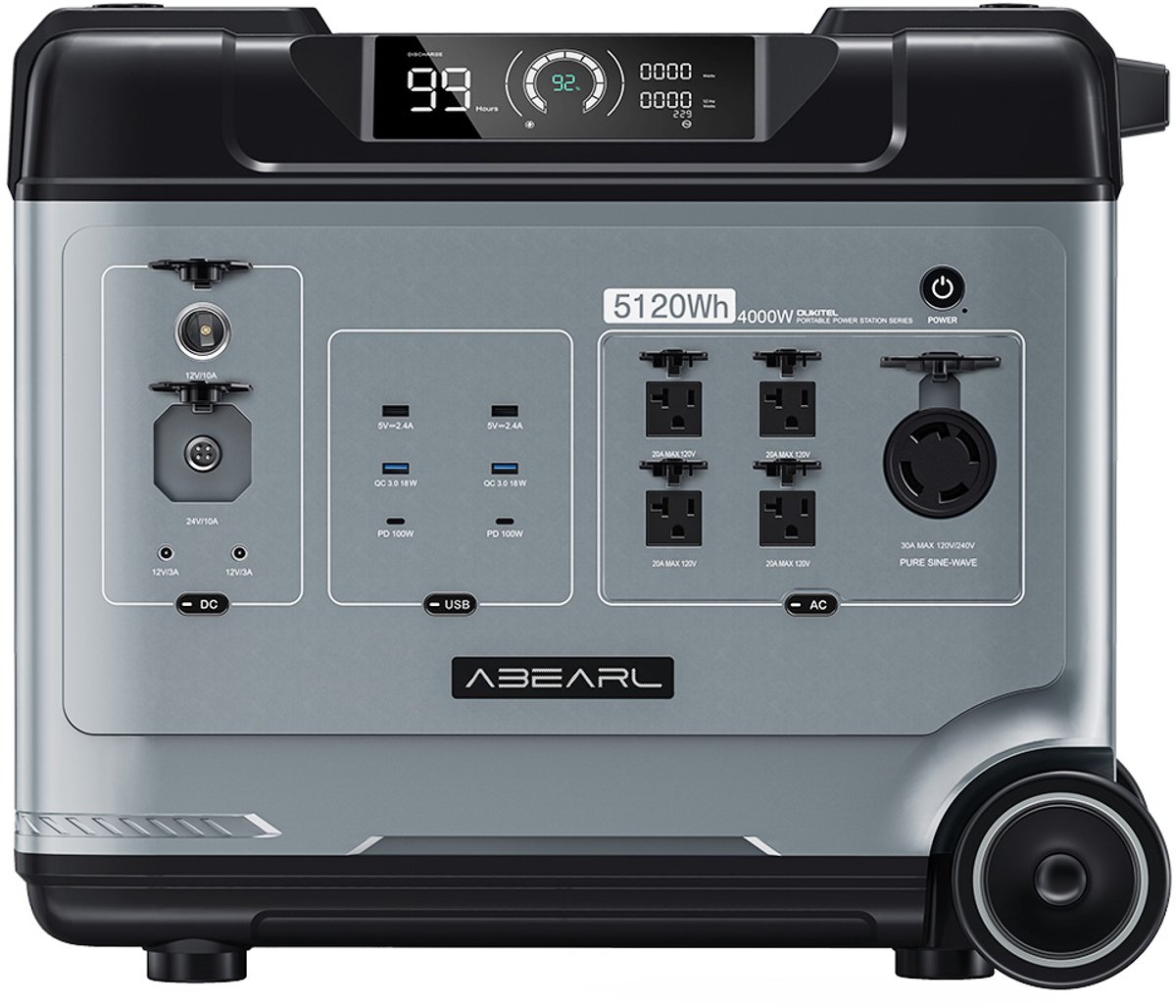 OUKITEL P5000 Pro draagbaar energiecentrum, 5120Wh LiFePO4-batterij, 4000W AC-uitgang, slimme temperatuurregeling