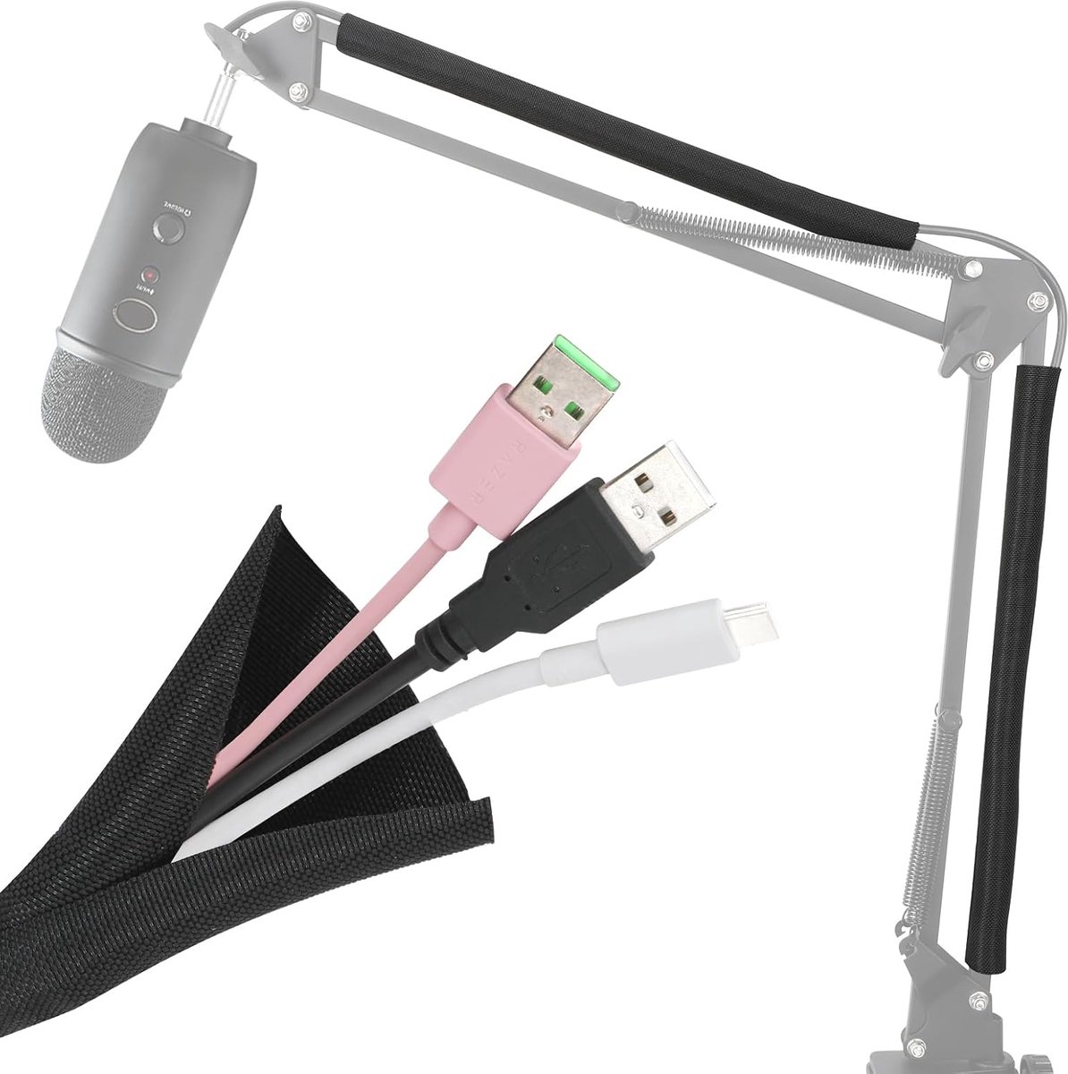 Kabelsleeves voor Microfoonstandaard - Flexibel en Duurzaam - Voor Netjes Organiseren van Kabels - 2 Stuks - ShopVlot