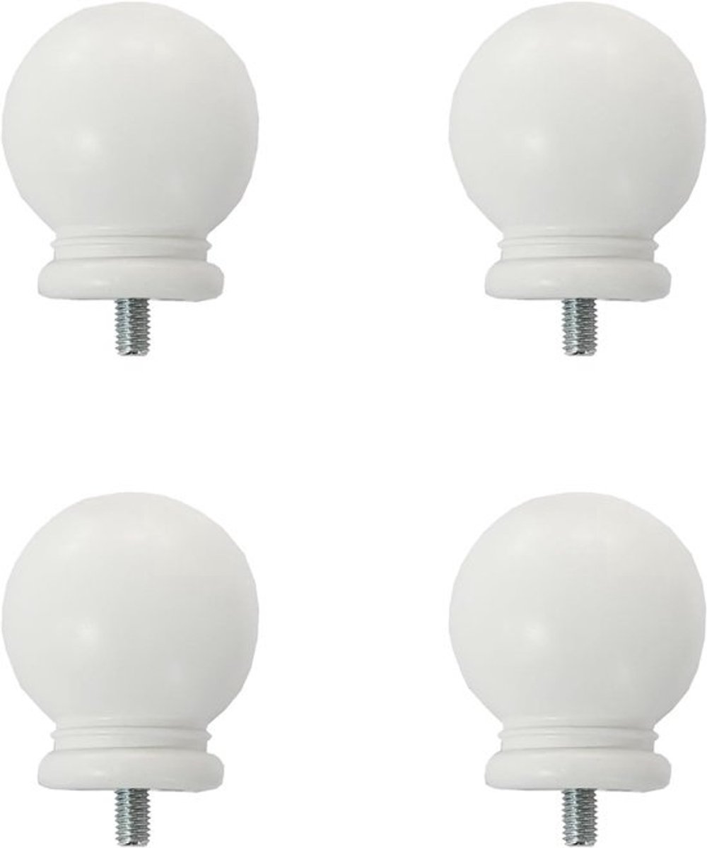 Gordijnroede Eindstukken - Roededecoratie - Vensterafwerking - Balvormig Design - 5/8 Inch Staaf - Wit