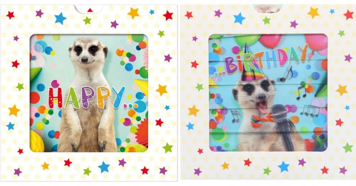 SUSY CARD 3D-schuifkaart verjaardag, stokstaartje, 150×150 mm