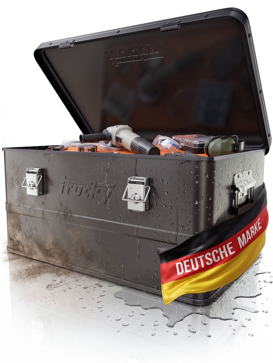 Aluminium kist met deksel – Selectie: Zwarte aluminium kist, transportkist, metalen kist, opbergcontainer – Afsluitbare metalen kist Trucky