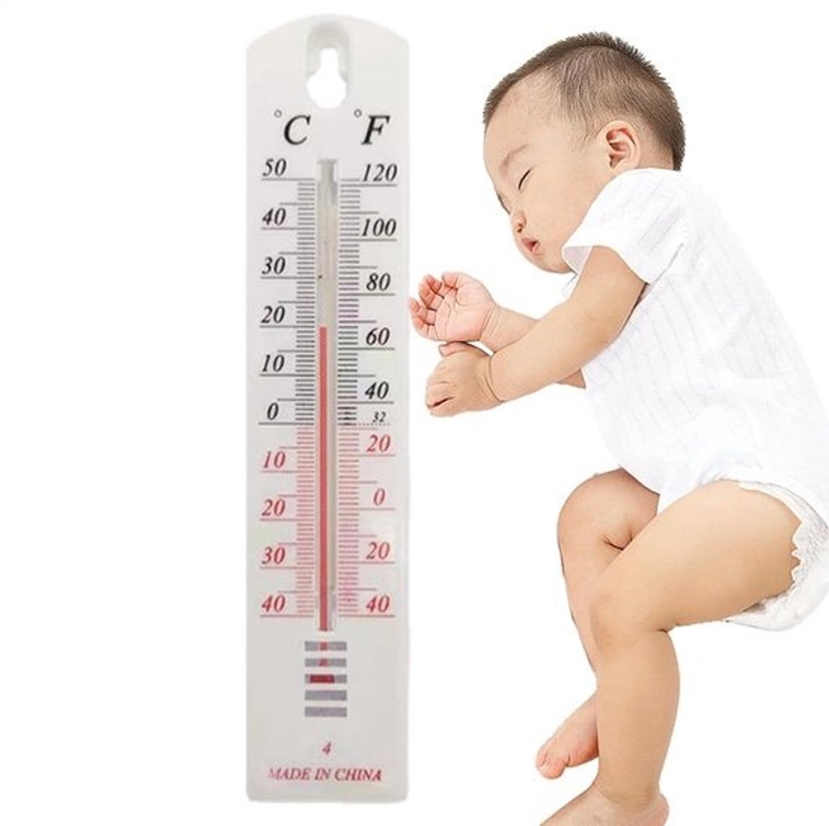 Temperatuurmeter - Monitor voor binnen en buiten - Kamer- en weermeter - Duidelijk afleesbaar - 21.8 x 4.6 cm
