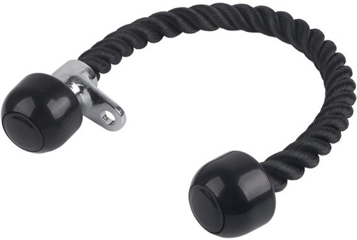 Tricepstouw - Trekkoord voor pulldowns - Voor krachttraining - Gevlochten nylon - 70 cm - Zwart