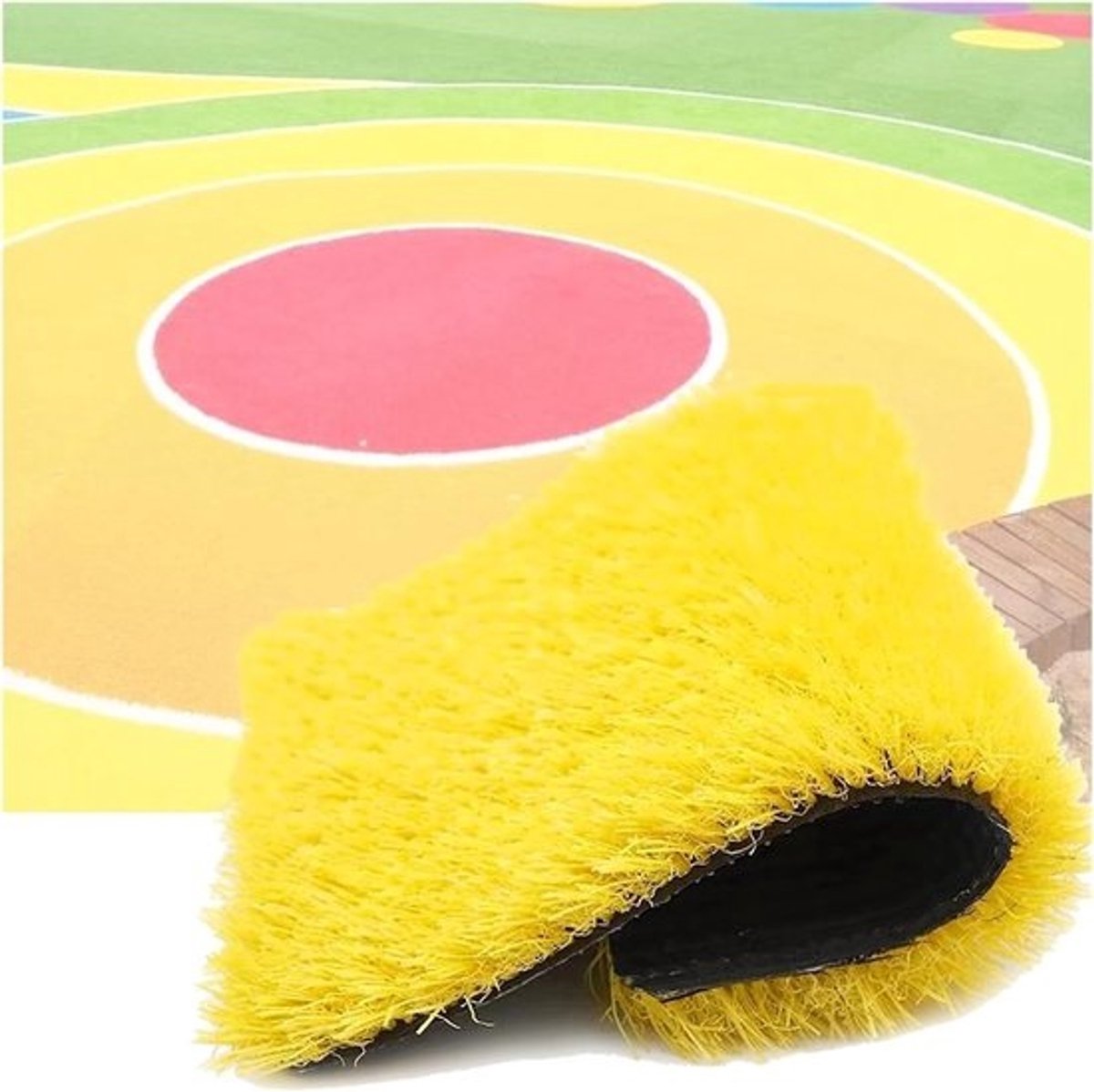 Kunstgrasmat - Gazontapijt voor buiten - Tuindecoratie - Zelfnivellerend met drainagegat - 50-150 cm breed - Geel