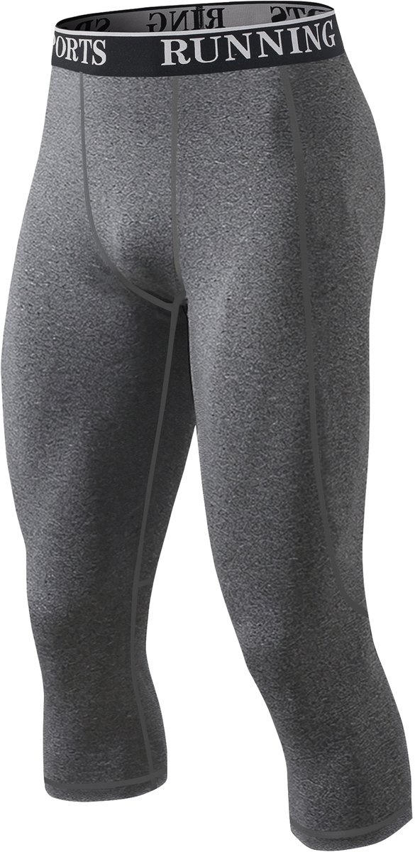 MEETYOO Compressie Broek, 3/4 Heren Compressie-Legging, Sport Sneldrogend Hardloopbroek, Basislaag Voor Trainen, Sneldrogend, Thermische, Voor Sportschool, Hardlopen, Joggen, Wandelen, Voetbalfietsen
