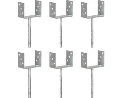 vidaXL - Grondankers - 6 - st - 14x6x30 - cm - gegalvaniseerd - staal - zilverkleurig