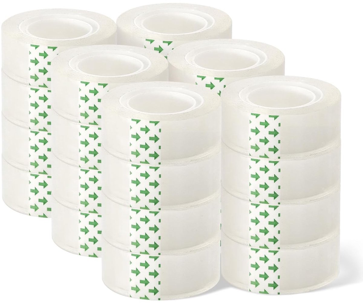 Duidelijke Transparante Plakband met Sterke Hechting, Verouderingsbestendig en Scheurbestendig voor Thuis, School en Cadeauverpakking, 25m x 15mm, Verpakt per 24 Rollen