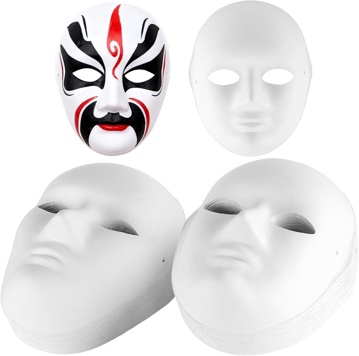 40 Stuks DIY Witte Papieren Gezichtsmaskers, Schilderbare Volledige Maskers voor Kunst en Ambachten, Feestdecoratie en Cosplay, Halloween Decoratie