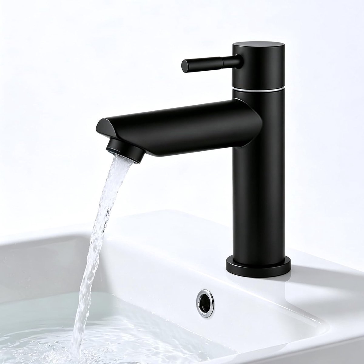 Koudwaterkraan, roestvrij staal, koudwaterkraan met 80 cm aansluitslang, waterkraan, koudwaterkraan, gastentoilet - ShopVlot