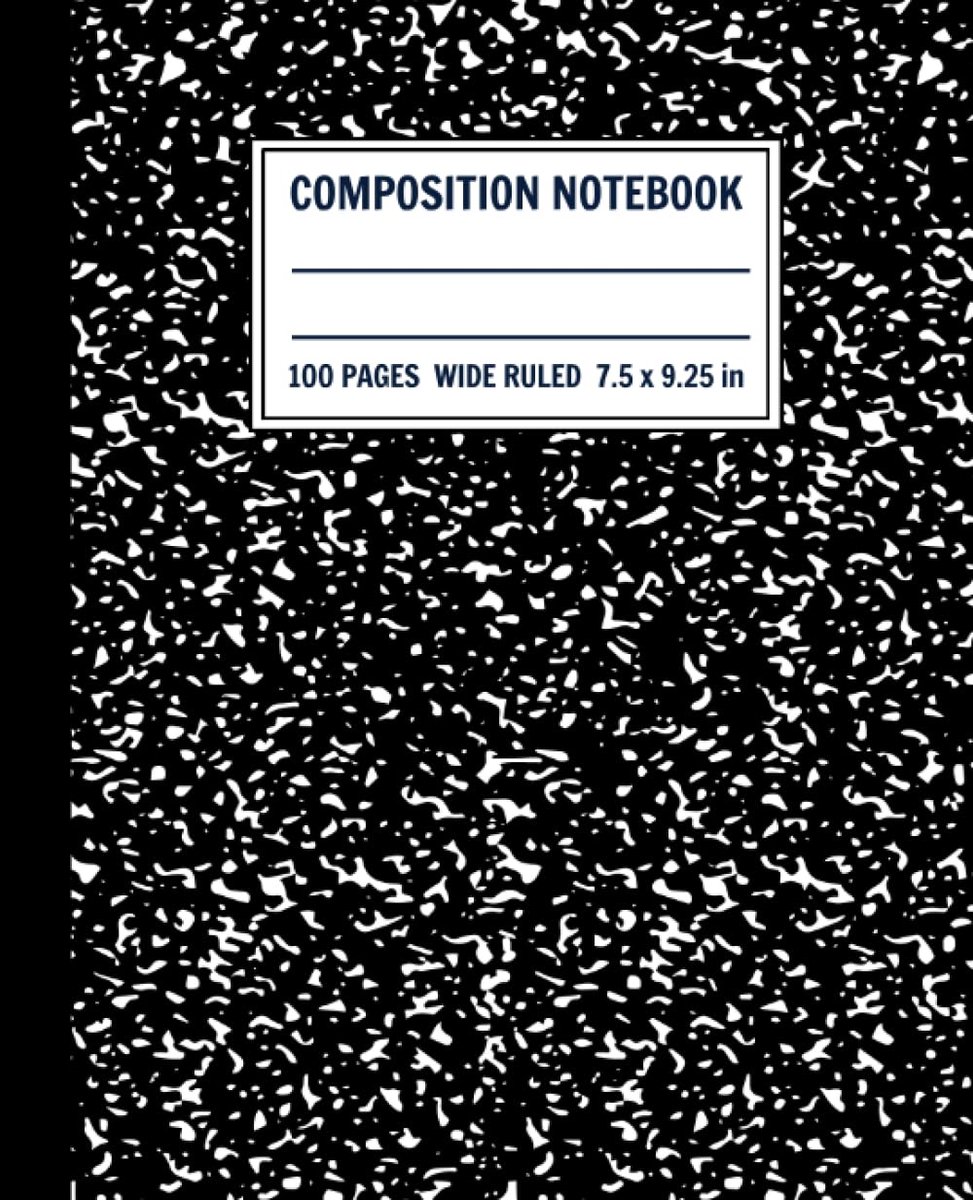 Marble Composition Notebook Wide Ruled Black Marble pattern: Notebook for School College Work Office Supplies Notes - ShopVlot