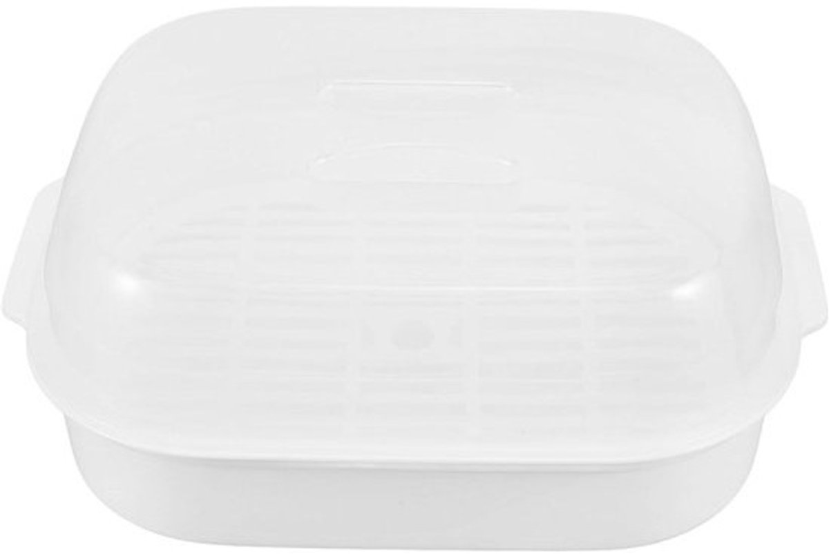 Magnetronstoomdoos - Stoomkokerbakje - Gezond koken - Voedselveilig plastic - 26 cm - Transparant
