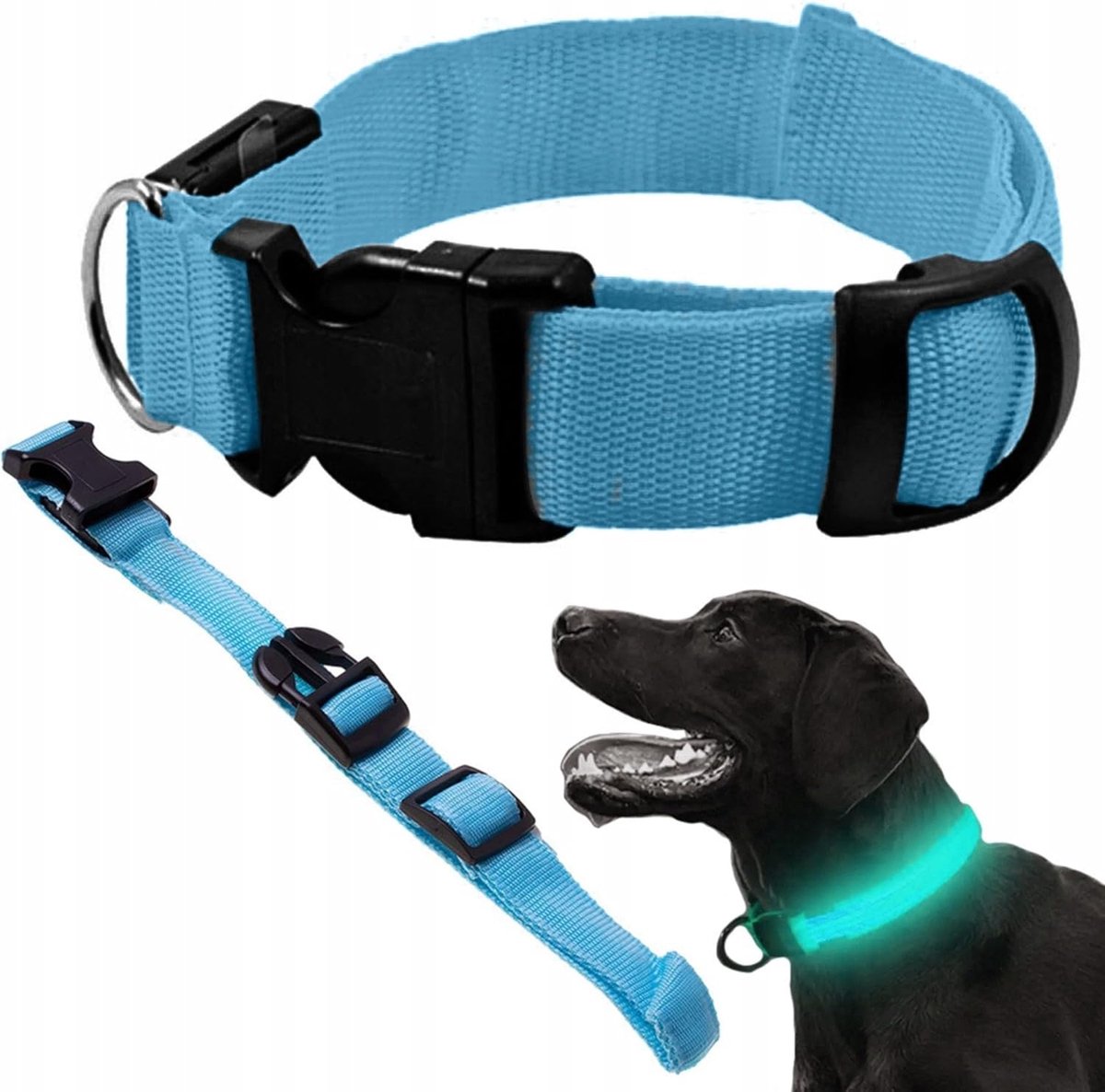 SnelShoppen - Verstelbare LED hondenhalsband 36-59 cm - Nachtveiligheid, 3 lichtmodi, zichtbaar tot 500 m, waterdicht, honden- en kattenhalsband verli