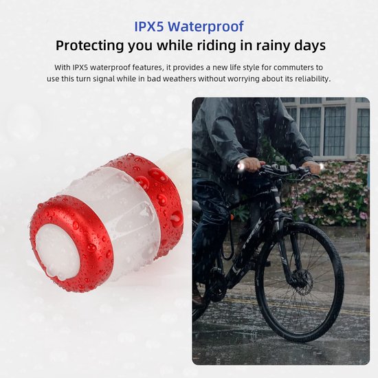 Stuurrichtingaanwijzers, USB oplaadbare LED-stuurhandvatten – indicatielampjes Geschikt voor elektrische scooters – Geschikt voor fietsen, mountainbikes, racefietsen en fietsers (rood en wit). — afbeelding 3