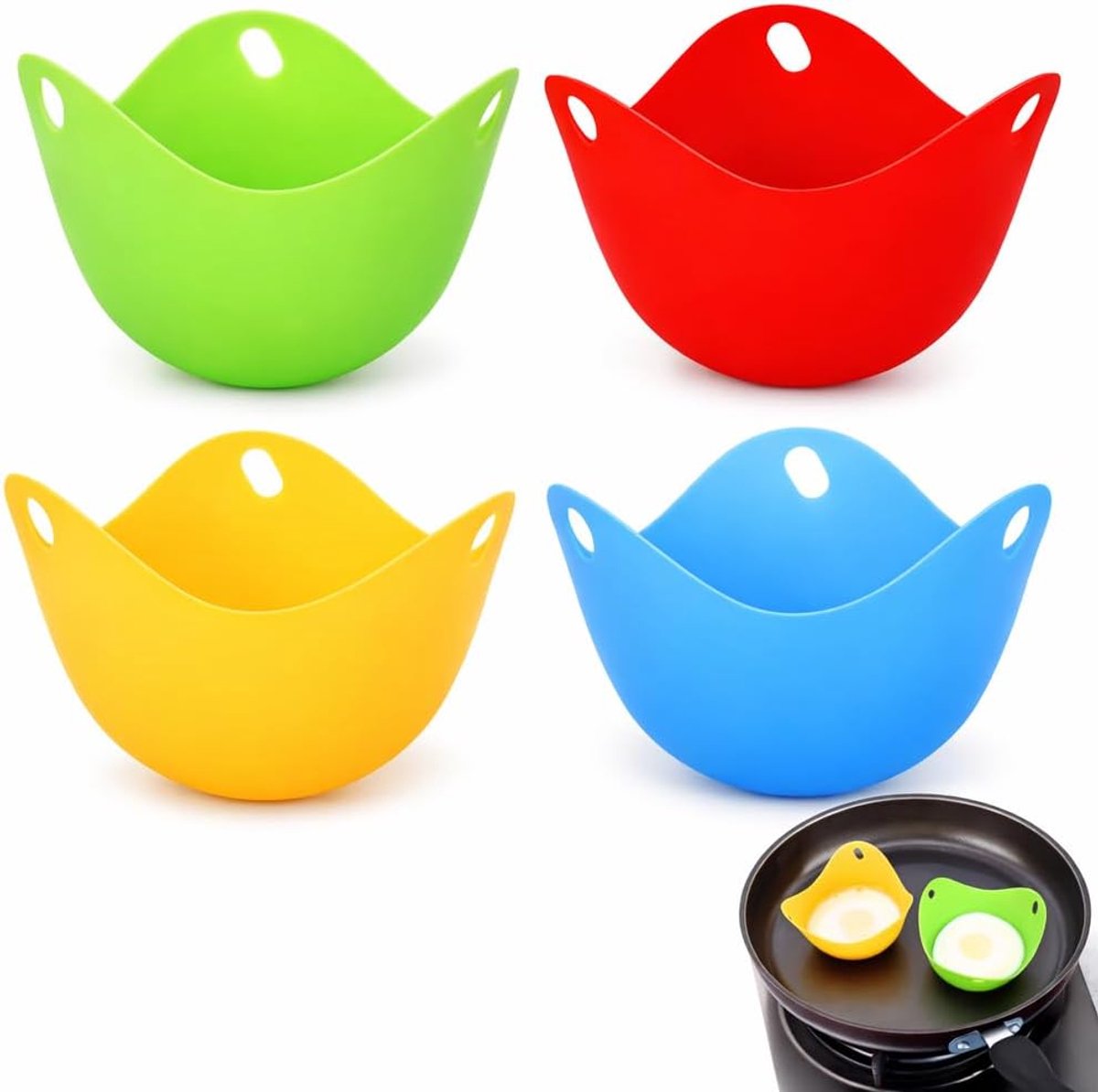 Moldes voor Poché Eieren - Silicone Escalfador - Antiadherend en BPA-vrij - Geschikt voor Airfryer en Magnetron - ShopVlot