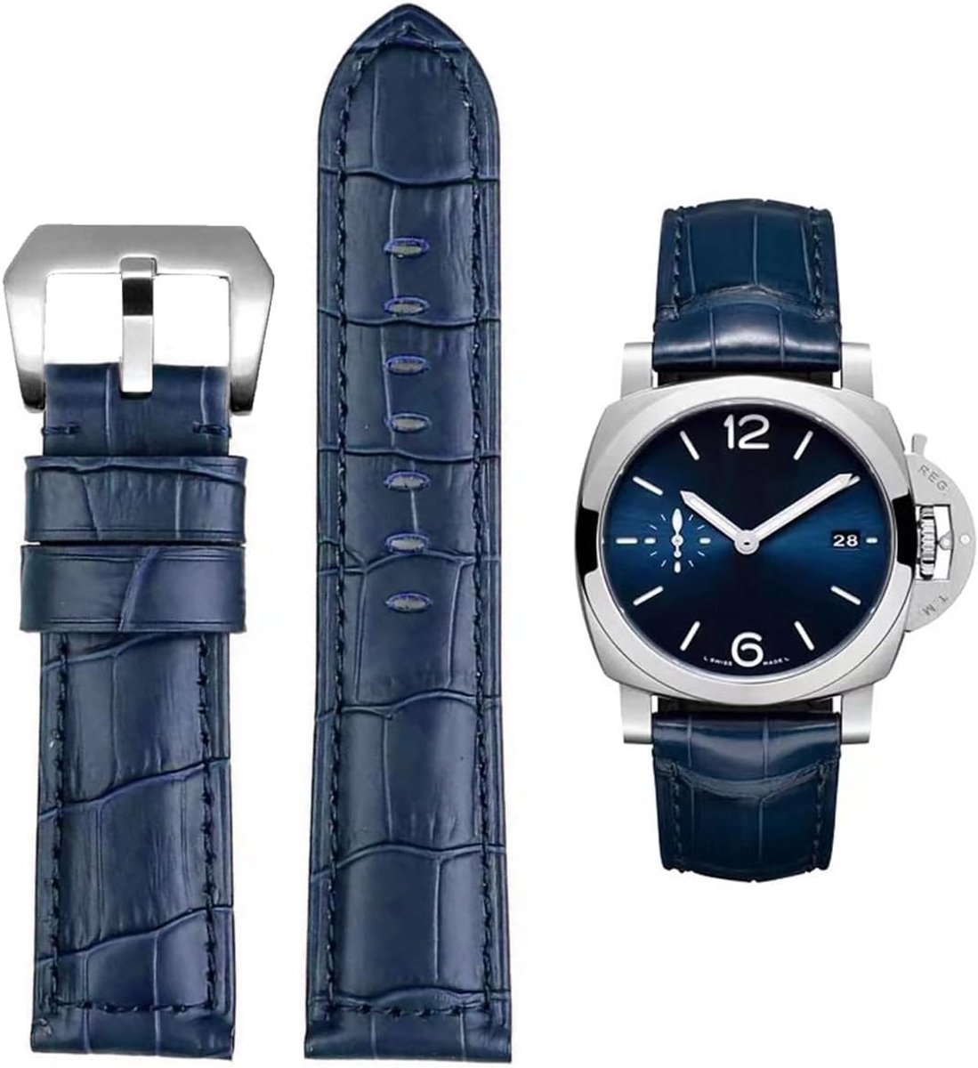 Watch Band PANERAI Band 22mm 24mm 26mm Leather Vintage Military Crocodile Pattern Watch Band Relacement Band for - ShopVlot