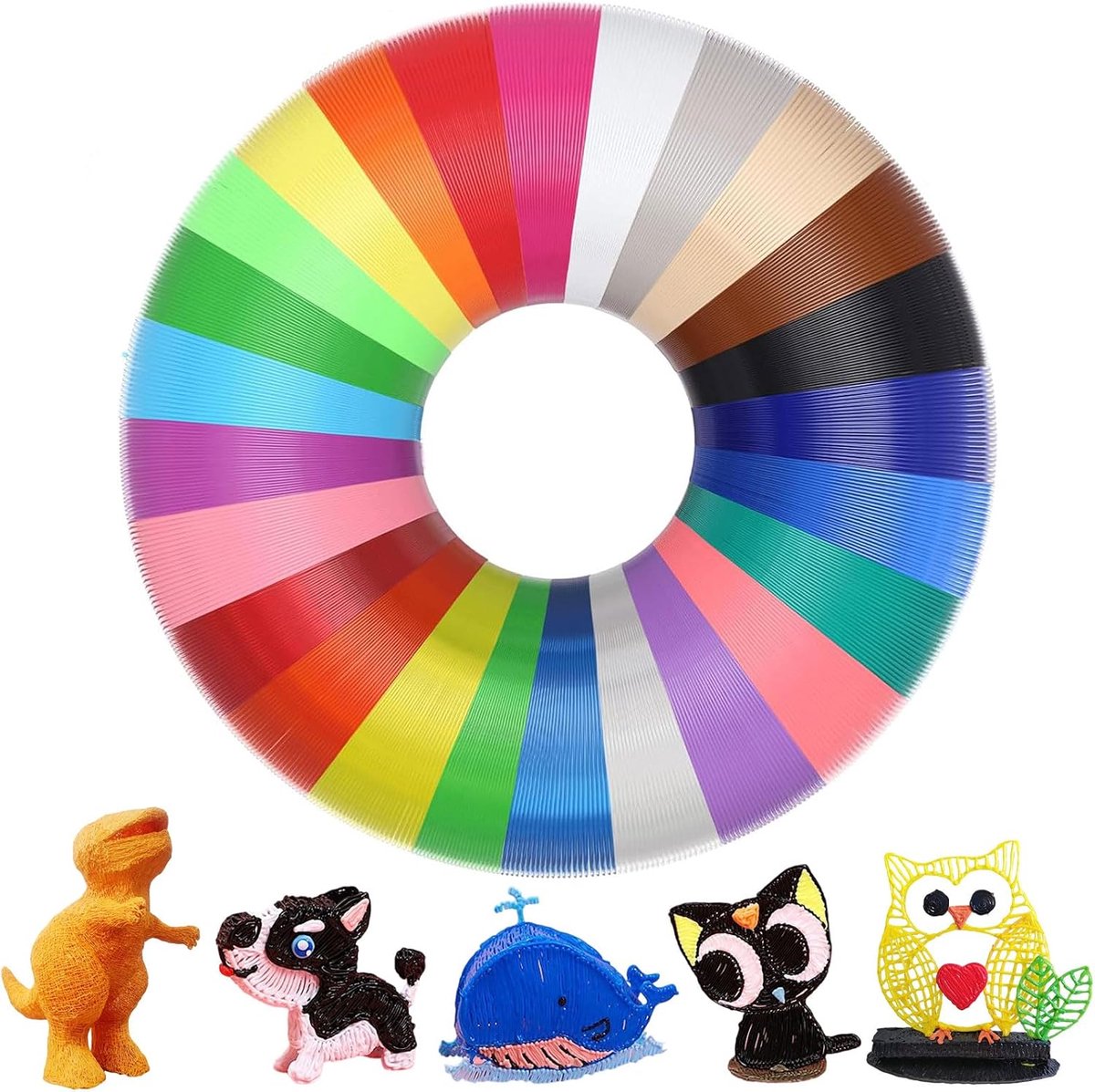 3D Pen Filament, PLA 1.75 mm, 5 m Filament Each, 3D Printing Materials, 3D Printing Pen, Accessories, 25 Colours - ShopVlot