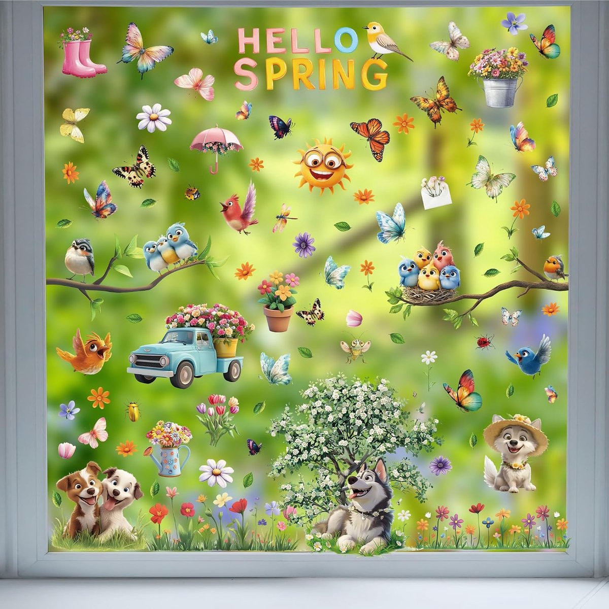 Moxled 92 Pieces Window Pictures Spring Self Adhesive - ShopVlot