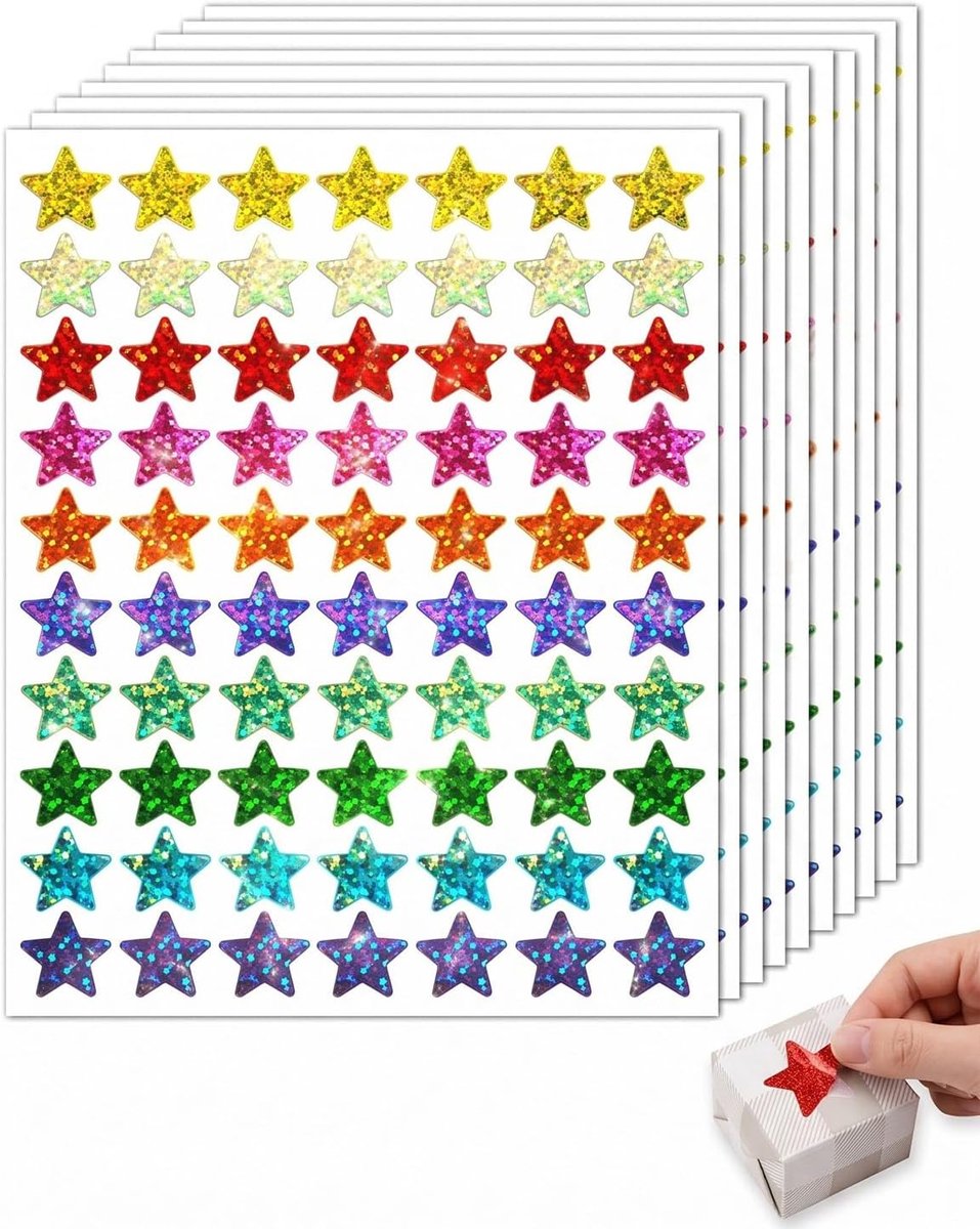 700 stuks sterstickers, beloningsstickers, zelfklevende glitterstickers voor leraren, kalender en doe-het-zelf - ShopVlot