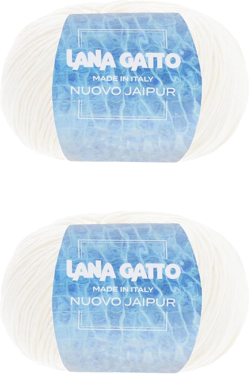 Cotton balls for knitting and crocheting, Nuovo Jaipur line by Lana Gatto, 2 balls of 200 meters, 100 g cotton (white - ShopVlot