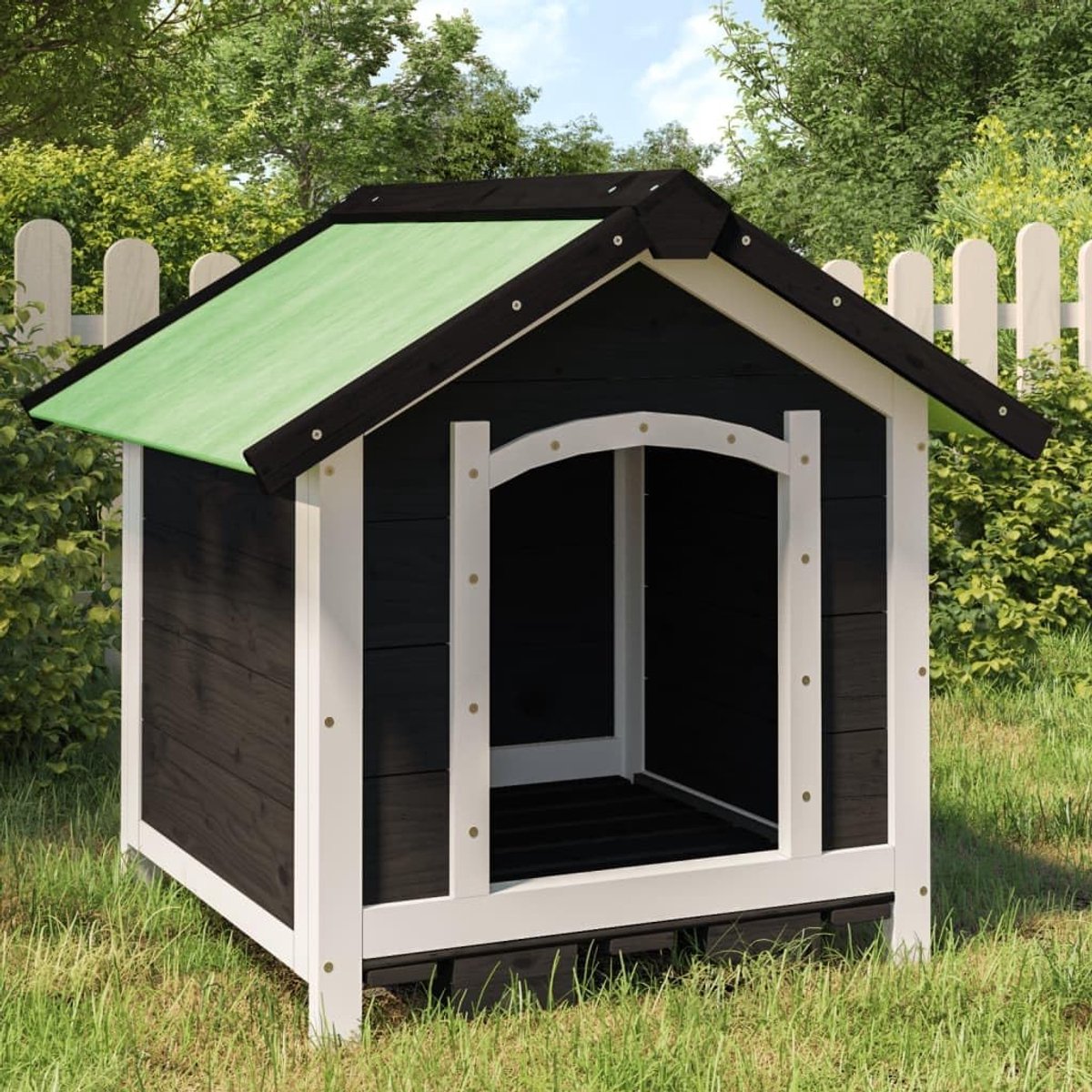 Hondenhok van massief grenenhout, 65 x 65 x 61,5 cm, weerbestendig