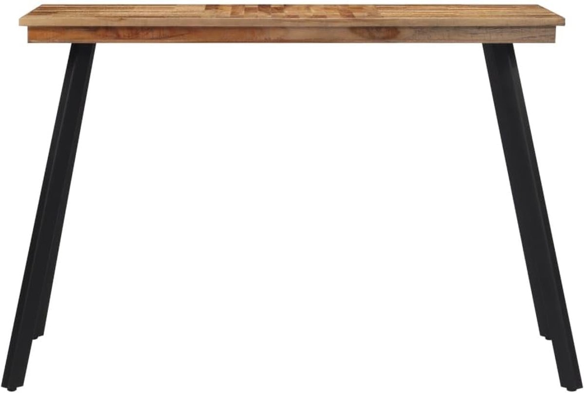 Eettafel, massief teakhout, 120 x 62 x 76 cm, rechthoekige keukentafel met stabiel tafelblad en robuust ijzeren frame, ideaal voor eetkamer en keuken