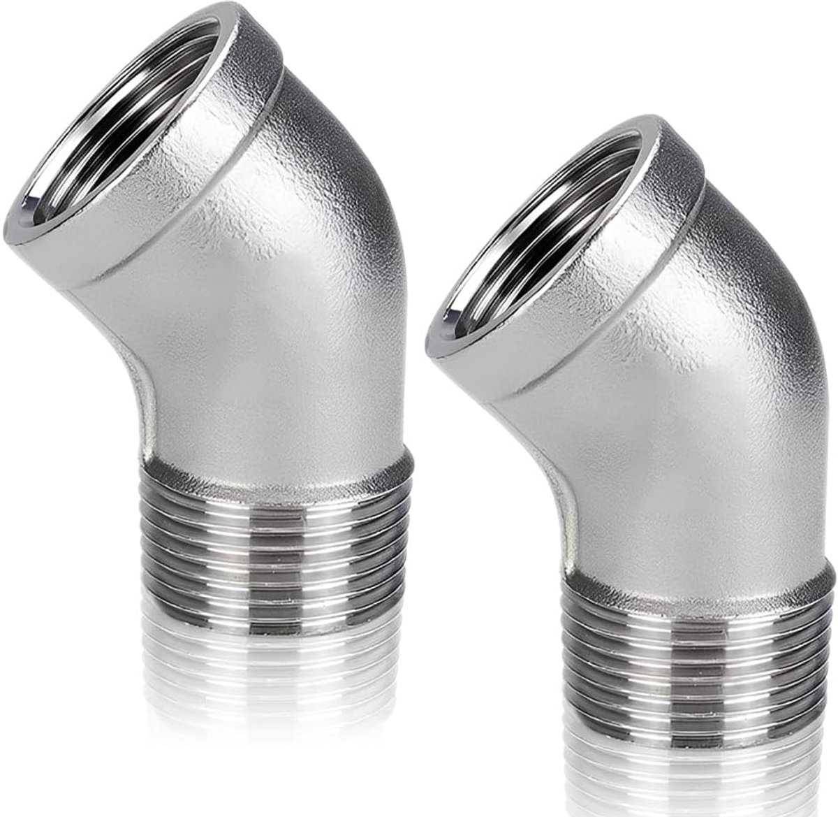 2 Pcs 45 Degree Pipe Connector, 3/4" IG to 3/4" AG, 3/4 Inch Angle 45 Degree, Stainless Steel Angle Connector, 45° - ShopVlot