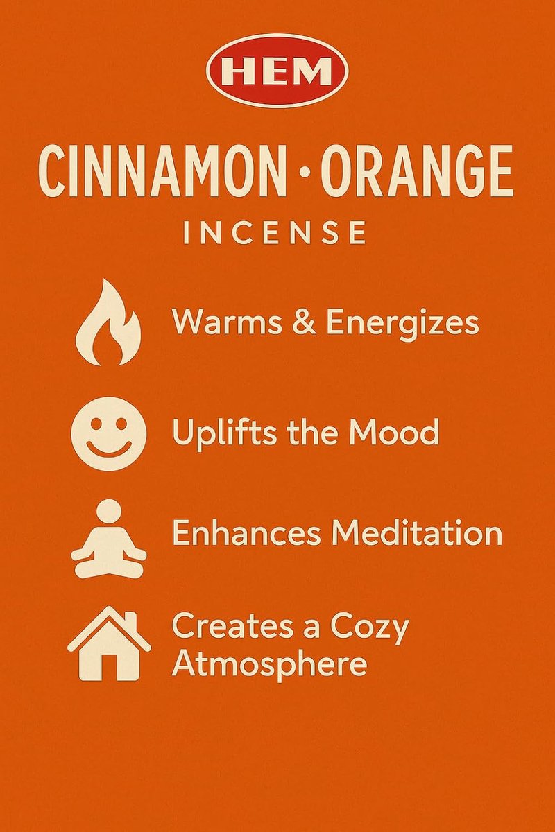 HEM Cinnamon Orange Incense Sticks - 6 Packs (120 Sticks in total) - Warm Spicy Citrus Fragrance - ShopVlot