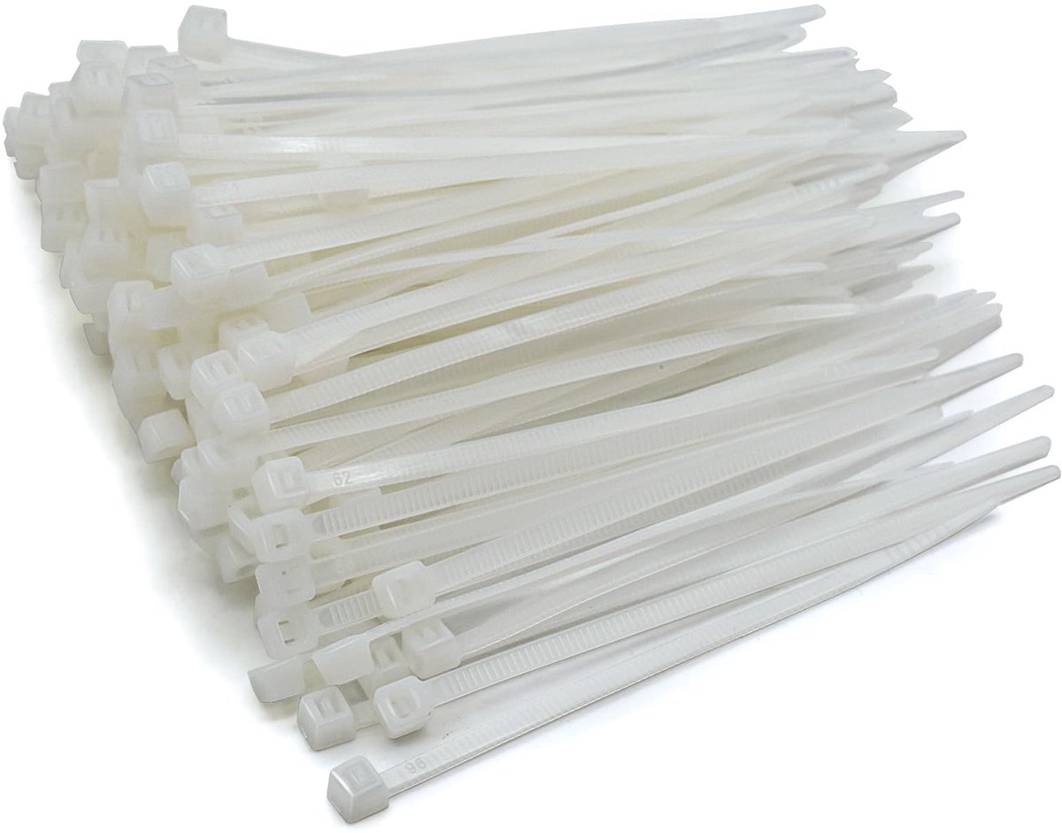 Mini-kabelbinders 200 stuks - 100 x 2,5 mm - wit nylon - uv-bestendig - ideaal voor kabelbeheer - ShopVlot