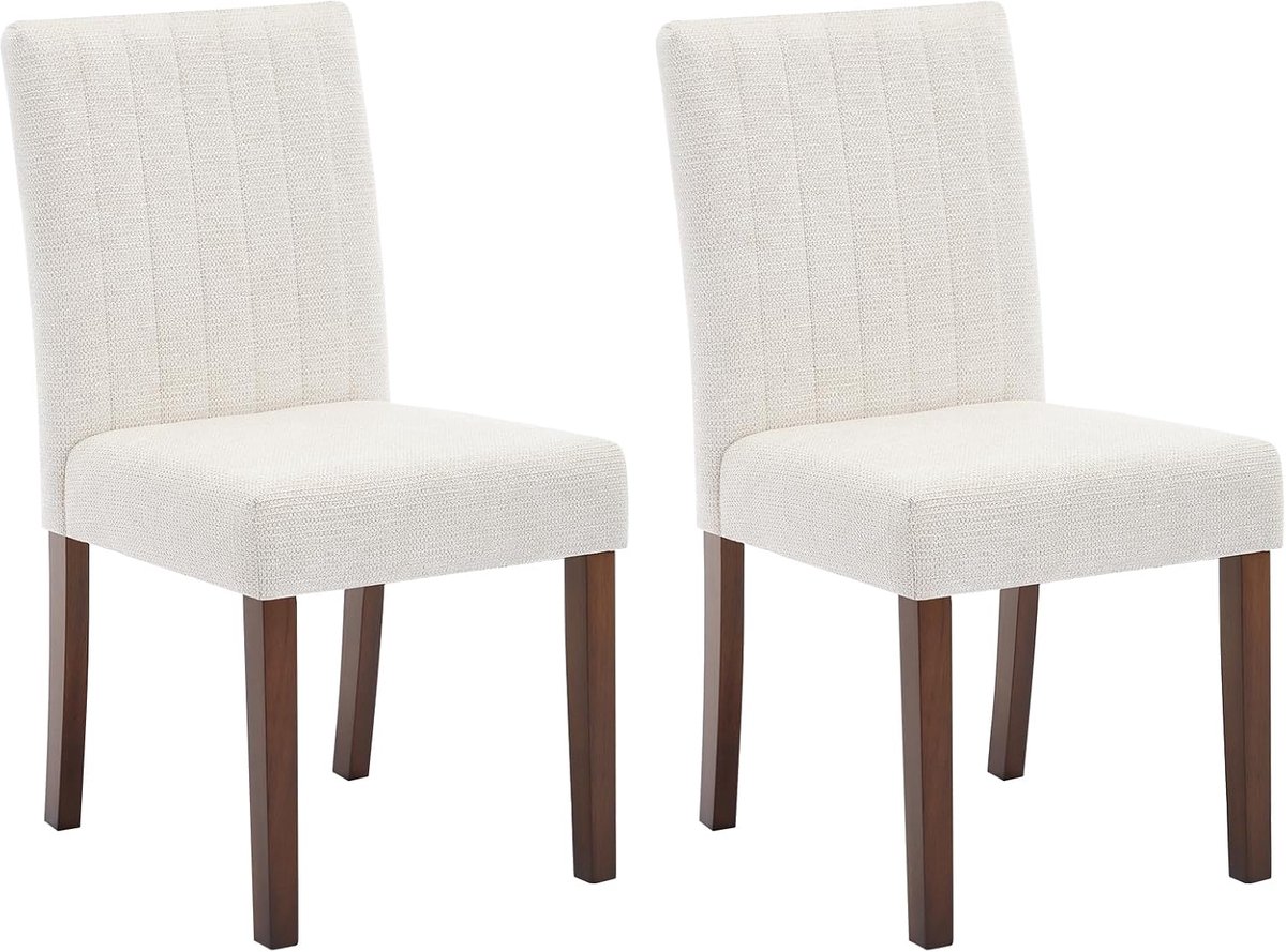 Eetkamerstoelen Set van 2 - Moderne Stoffen Stoelen Houten Poten beige