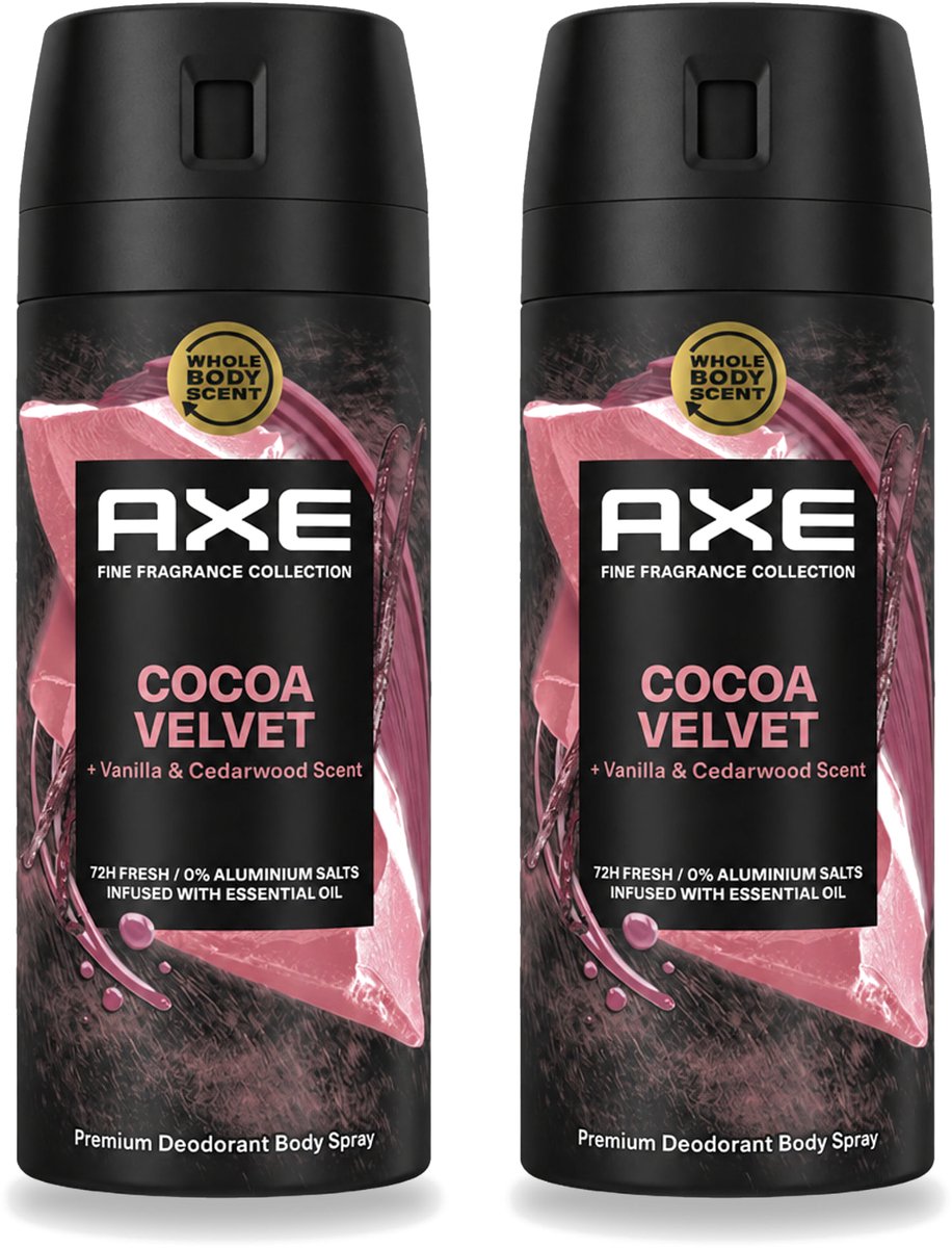 2 x Axe – Deodorant – Cocoa Velvet – 150 ml - Voordeelverpakking - 2 stuks