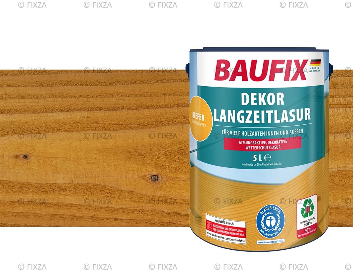 BAUFIX Decor Houtbeits – Grenen – Zijdeglans 5L – Buiten & Binnen – Voor Schutting, Tuinhuis & Blokhut – UV- & Weerbestendig