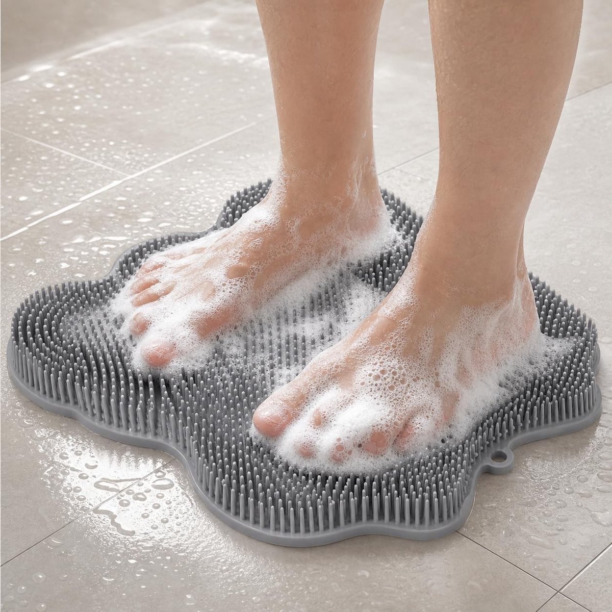 Set van 2 Douchevoetborstel en Rugschrobber - Grijs - 30 x 28 cm - Voor Lichaamsverzorging en Reiniging