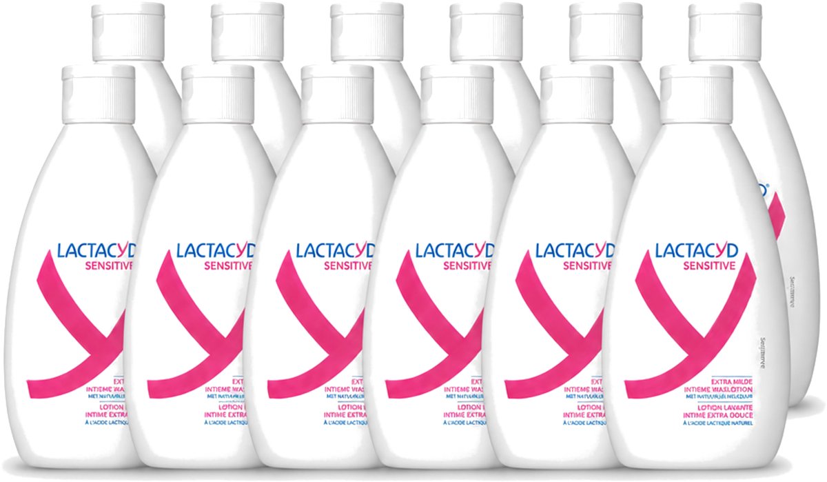 12 x Lactacyd Sensitive - Intieme Waslotion - Extra Gevoelig - Met Natuurlijk Melkzuur - 300 ml - Voordeelverpakking - 12 stuks