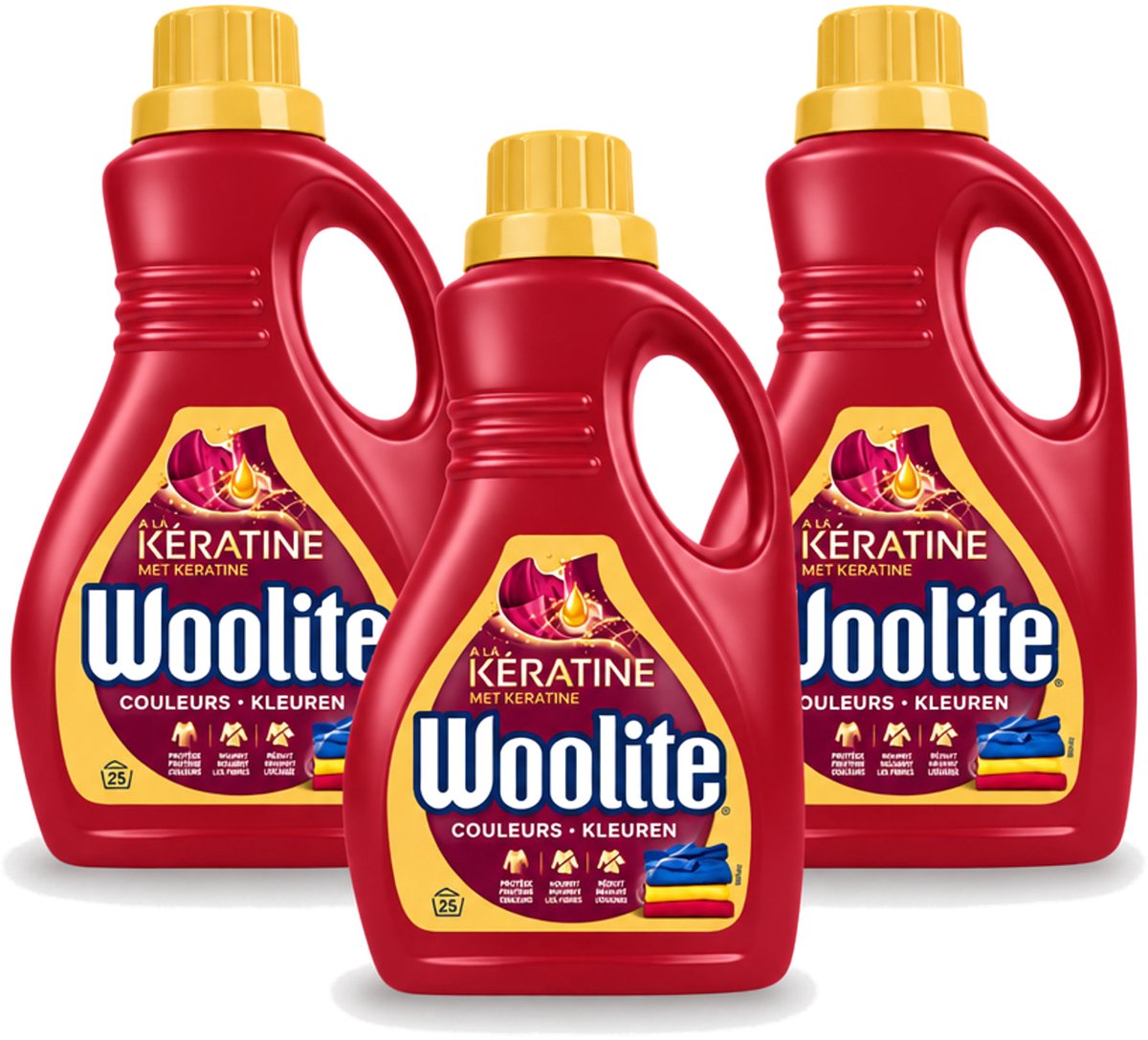3 x Woolite Color - Vloeibaar Wasmiddel - Met Keratine - Gekleurde Was - 25 Wasbeurten - 1,5L - Voordeelverpakking - 3 stuks